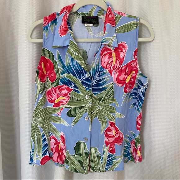 Vintage Hawaiian Tropical Print Button Down - Picture 1 of 4